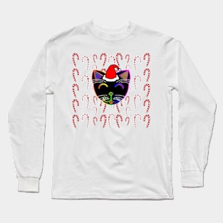 Happy Cat Candy Canes (Rainbow Cat) Long Sleeve T-Shirt